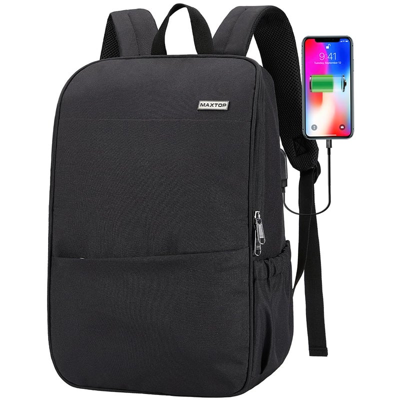 MAXTOP Deep Storage Laptop Backpack with USB Charging Port[Water Resistant] College Computer Bookbag Fits 15 Inch Laptop Black - Image 1